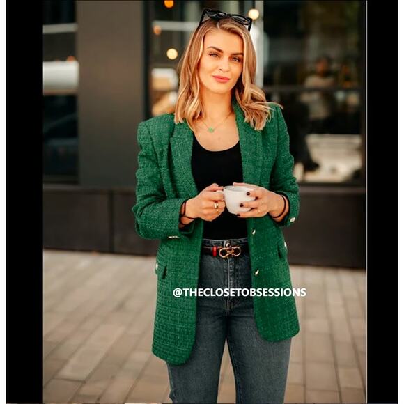 ZARA BLOGGER FAVE!!! Blazer with Contrast Buttons NWT - Picture 11 of 16